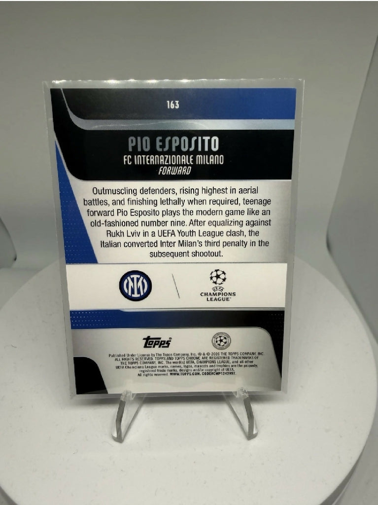 2025-26 Topps Chrome Pio Esposito RC Rookie Inter Milan UEFA