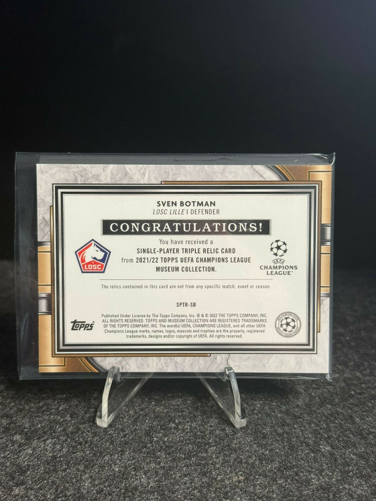 2021/22 Topps UEFA Champions League Museum Sven Botman RC Triple Relic #05/75 – LOSC Lille