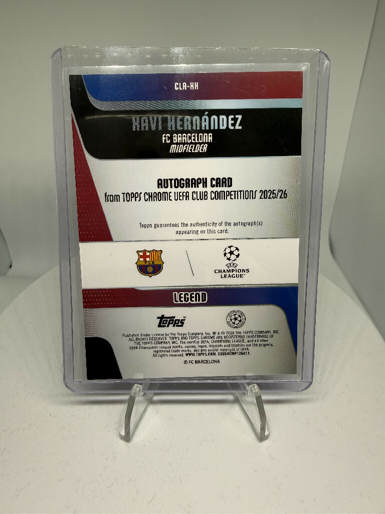 2025/26 Topps Chrome UEFA Xavi Hernández Blue Refractor Auto /150 FC Barcelona Legend