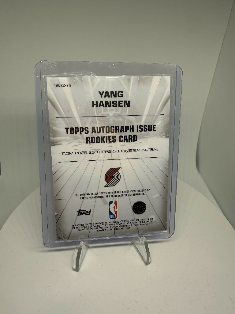 2025/26 Topps Chrome NBA Yang Hansen Rookie Auto Purple Refractor /75 Portland Trail Blazers