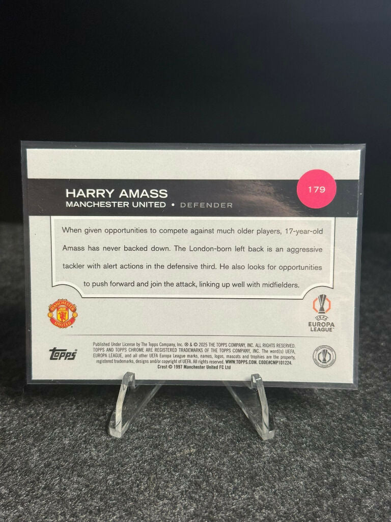 2024/25 Topps Chrome UCC Harry Amass RC Aqua #170/199 – Man United Rookie