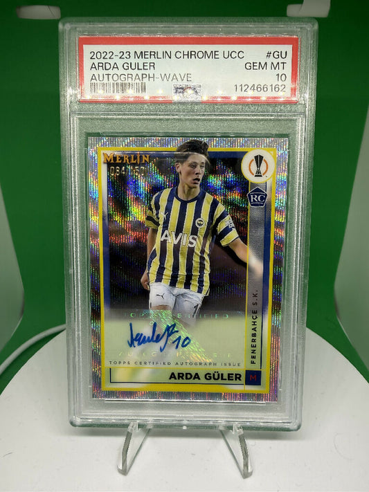 Arda Guler PSA 10 Autograph /150 2022 Topps Merlin Chrome UCC Fenerbahce Rookie Card Football