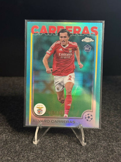 2024/25 Topps Chrome UCC Álvaro Carreras RC Aqua #115/199 – SL Benfica – Rookie