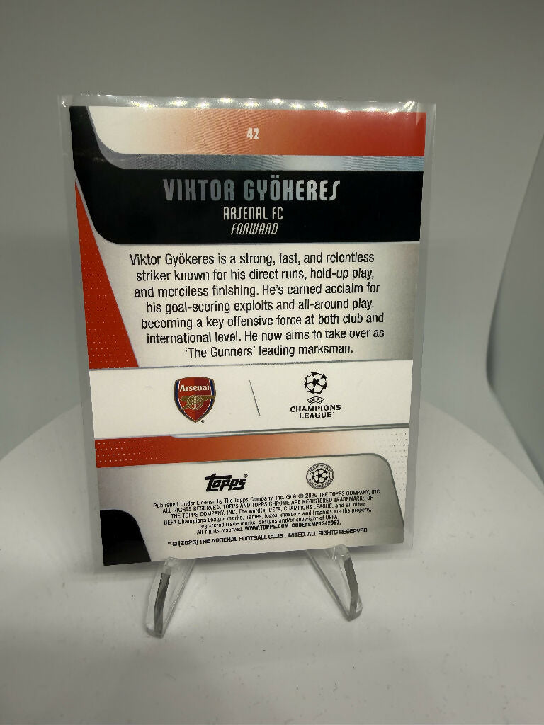 2025/26 Topps Chrome UEFA Viktor Gyökeres Negative Refractor Arsenal FC