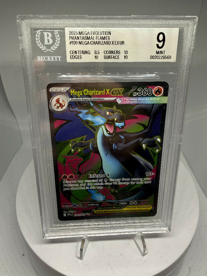 2025 Pokemon Mega Evolution Mega Charizard X ex UR 109/094 BGS 9 Beckett