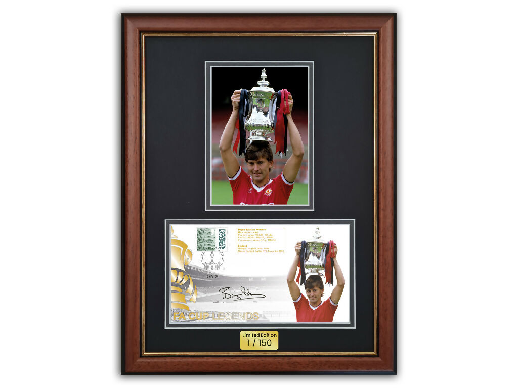 'Kick-off the FA Cup Legends series with this exclusive Bryan Robson autographed commemorative stamps collectable“