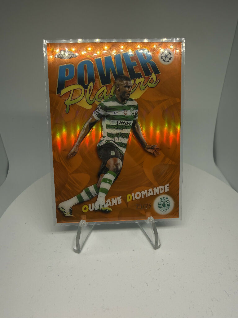 Ousmane Diomande 2025/26 Topps Chrome UEFA Power Players Orange Refractor /25 Sporting CP Football Card