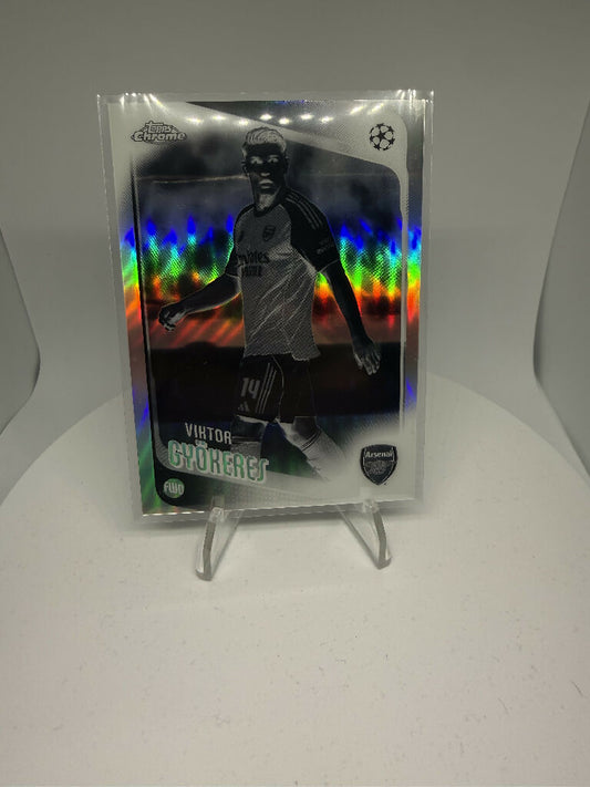 Viktor Gyökeres 2025/26 Topps Chrome UEFA Negative Refractor Arsenal FC Football Card