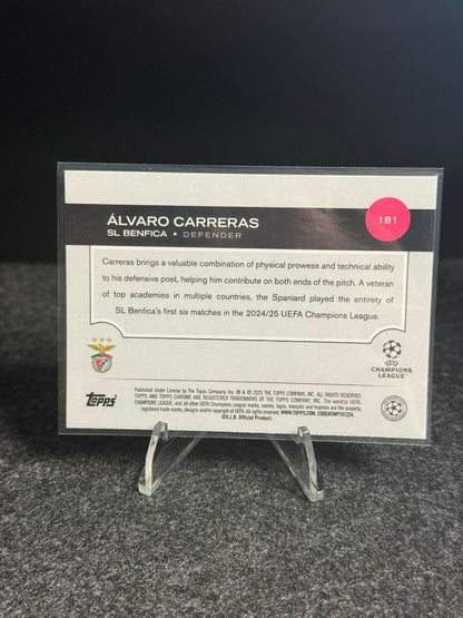 2024/25 Topps Chrome UCC Álvaro Carreras RC Aqua #115/199 – SL Benfica – Rookie
