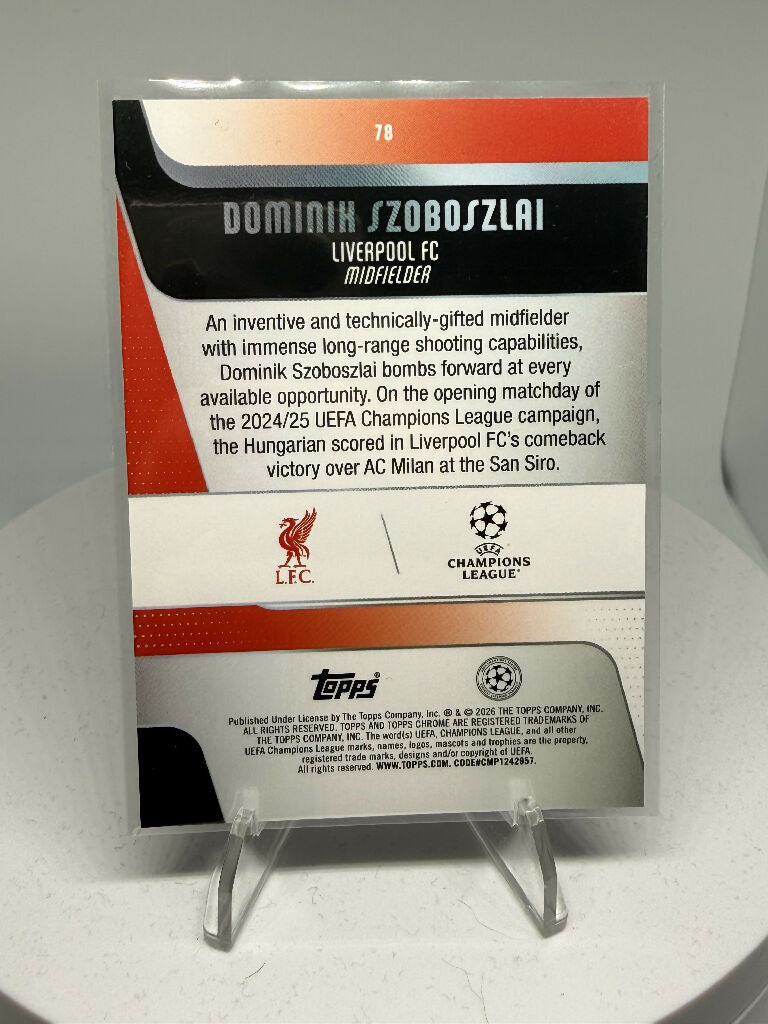 2025/26 Topps Chrome Dominik Szoboszlai Blue X-Fractor /150 Liverpool FC