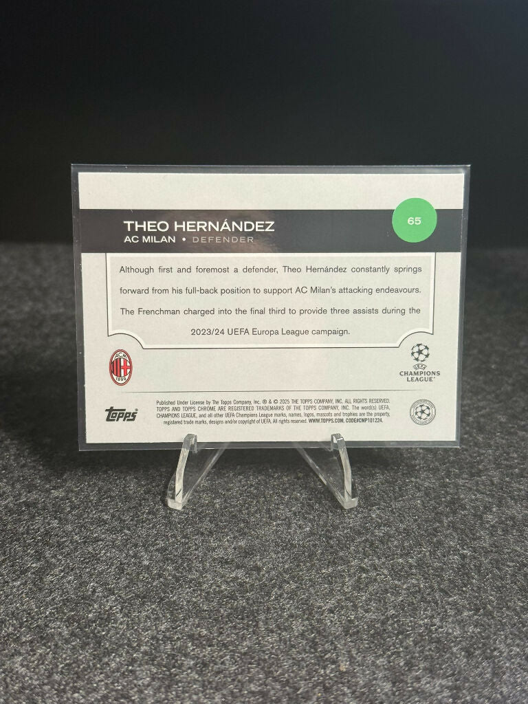 2024/25 Topps Chrome UEFA Club Competitions Theo Hernández #101/299 – AC Milan – Chrome Parallel