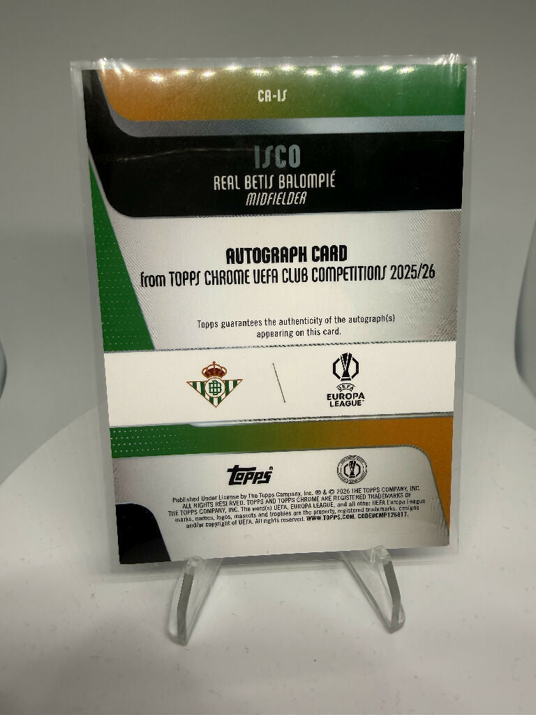 2025/26 Topps Chrome UEFA Isco Blue Refractor Auto /150 Real Betis Europa League