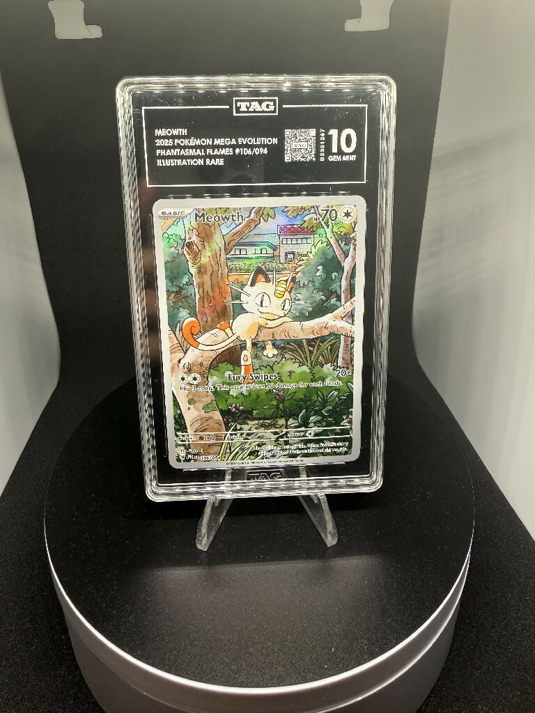 Meowth 106/094 Illustration Rare – Phantasmal Flames – TAG 10 Gem Mint