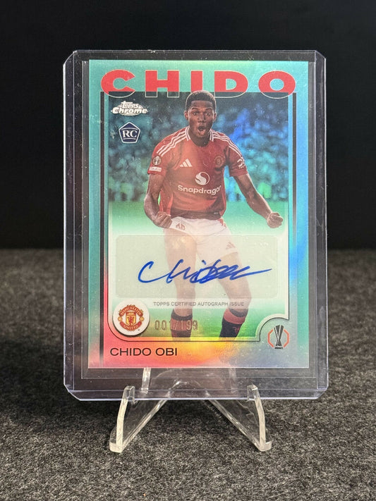 2024/25 Topps Chrome UEFA Chido Obi Auto #001/199 – Manchester United RC