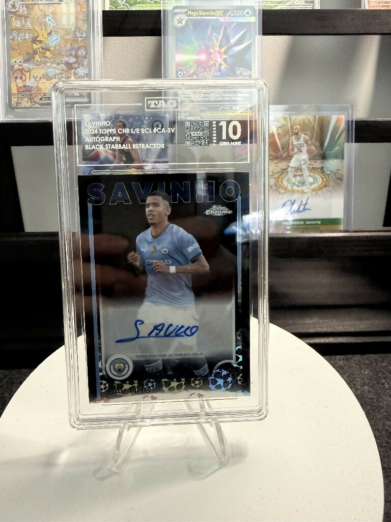 Savinho Auto TAG 10 Topps Chrome UEFA Black Starball Refractor Manchester City Autograph