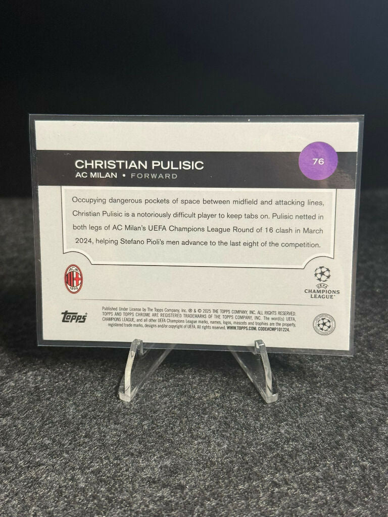 2024/25 Topps Chrome UCC Christian Pulisic Pink #38/175 – AC Milan