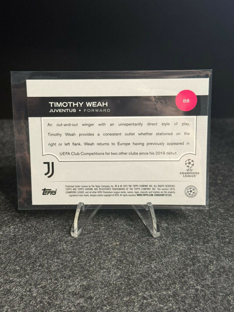 2024/25 Topps Chrome UEFA Club Competitions Timothy Weah Blue #143/150 – Juventus