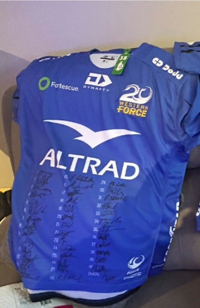 Official 20th Anniversary Western Force Rugby Shirt Signed By 2025 Playing Squad