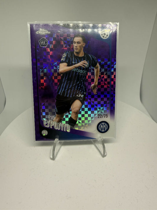 Pio Esposito 2025/26 Topps Chrome UEFA Purple Refractor Rookie /75 Inter Milan UCC Football Card